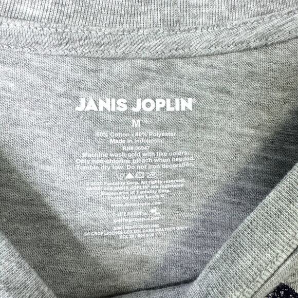 Janis Joplin Old Navy Pop Culture Graphic Crop Tee for Women Heathered Gray Sz M - Picture 5 of 11